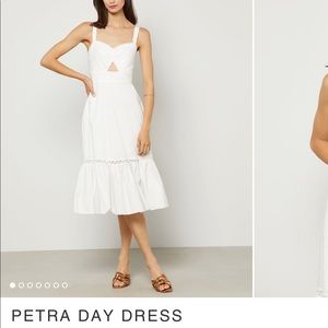 NWT BCBGMaxazria Petra Day Dress White Midi Summer Size 4